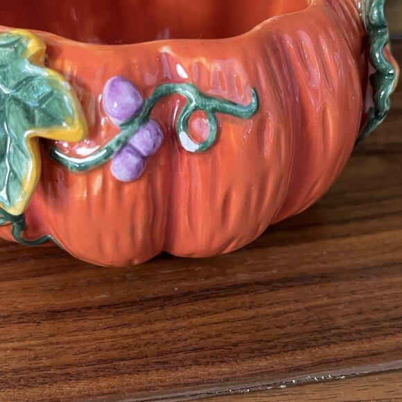 Autumn Accents Pumpkin Candy Bowl Centerpiece Planter Halloween Thanksgiving2003 - Picture 5 of 9